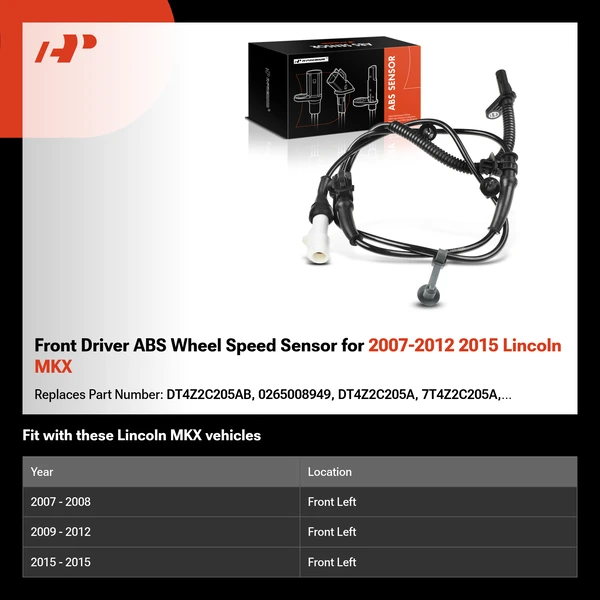 Front Driver ABS Wheel Speed Sensor for 2007-2012 2015 Lincoln MKX