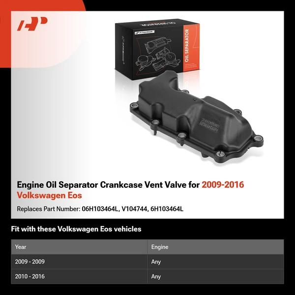 Engine Oil Separator Crankcase Vent Valve for 2009-2016 Volkswagen Eos