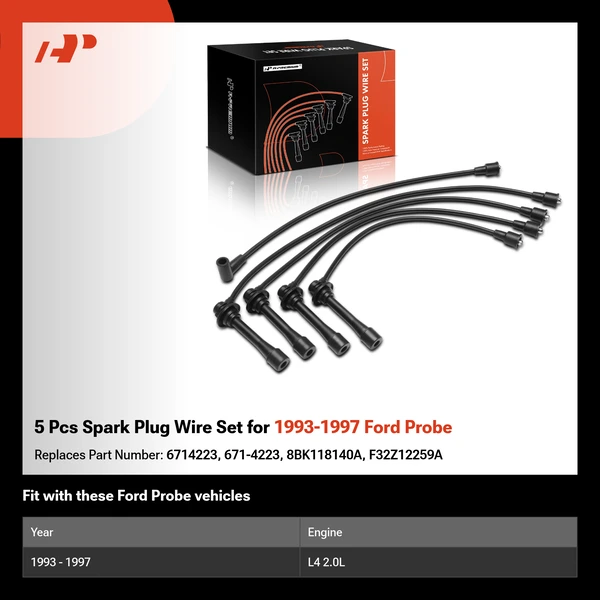 5 Pcs Spark Plug Wire Set for 1993-1997 Ford Probe