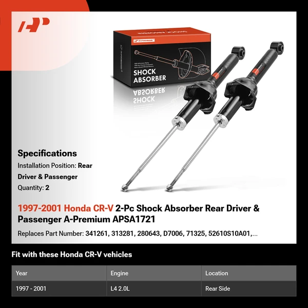 1997-2001 Honda CR-V 2-Pc Shock Absorber Rear Driver & Passenger A-Premium APSA1721