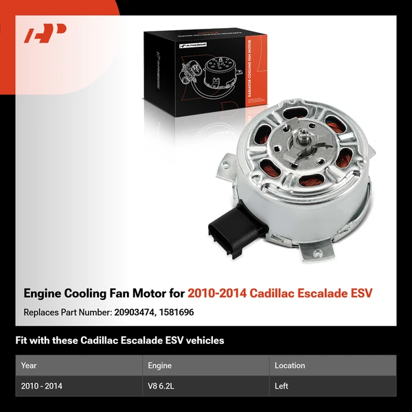 Engine Cooling Fan Motor for 2010-2014 Cadillac Escalade ESV