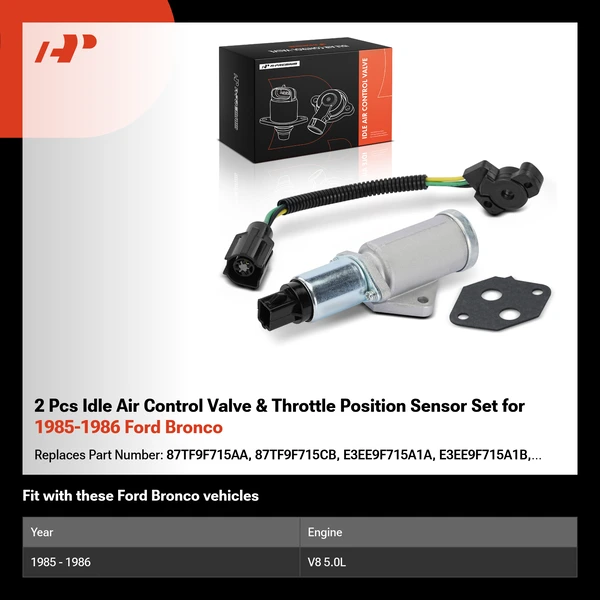 2 Pcs Idle Air Control Valve & Throttle Position Sensor Set for 1985-1986 Ford Bronco