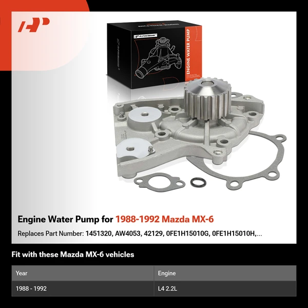 Engine Water Pump for 1988-1992 Mazda MX-6