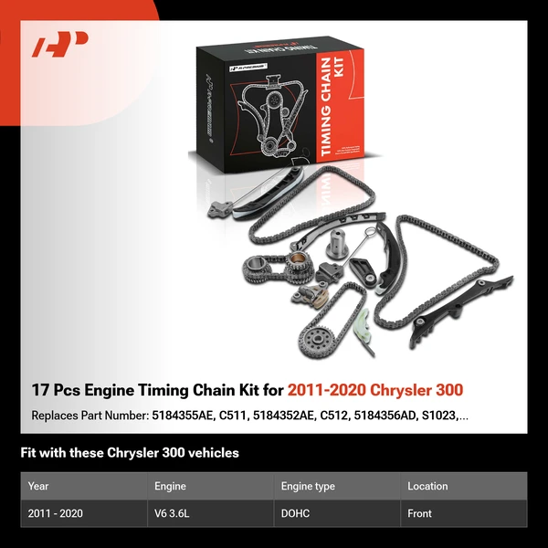 17 Pcs Engine Timing Chain Kit for 2011-2020 Chrysler 300
