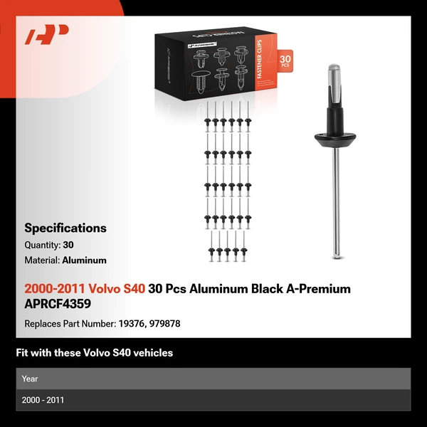 2000-2011 Volvo S40 30 Pcs Aluminum Black A-Premium APRCF4359
