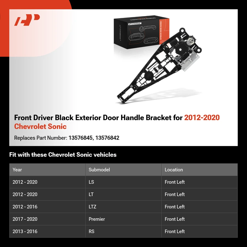 Front Driver Black Exterior Door Handle Bracket for 2012-2020 Chevrolet Sonic