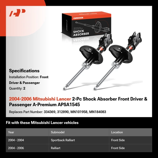 2004-2006 Mitsubishi Lancer 2-Pc Shock Absorber Front Driver & Passenger A-Premium APSA1545