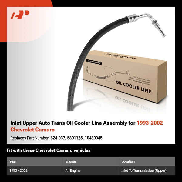 Inlet Upper Auto Trans Oil Cooler Line Assembly for 1993-2002 Chevrolet Camaro