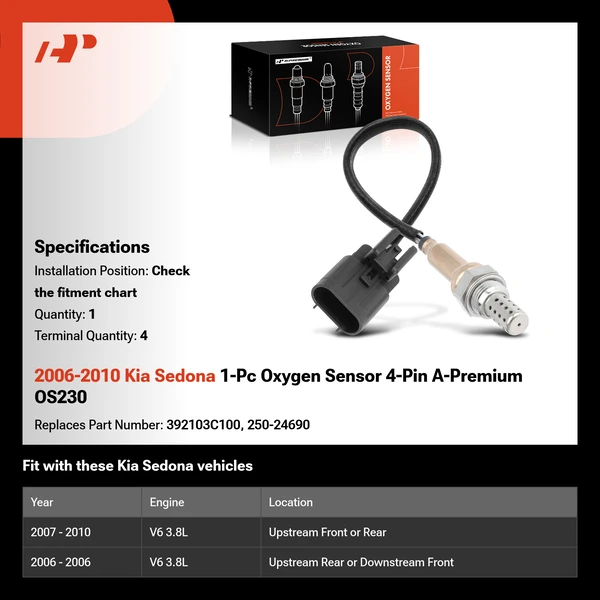 2006-2010 Kia Sedona 1-Pc Oxygen Sensor 4-Pin A-Premium OS230