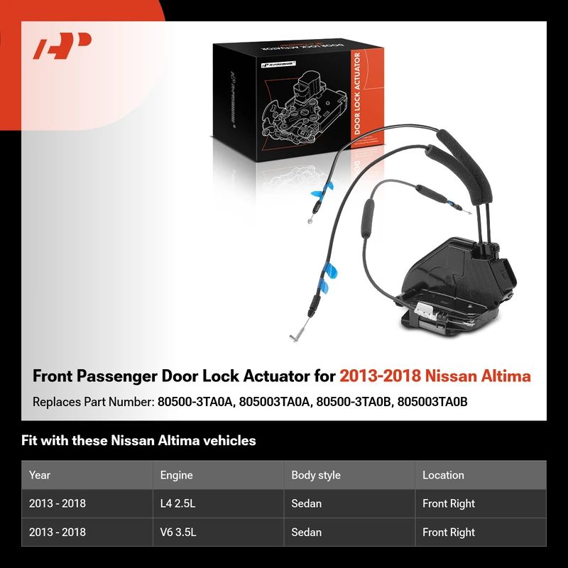 Front Passenger Door Lock Actuator for 2013-2018 Nissan Altima