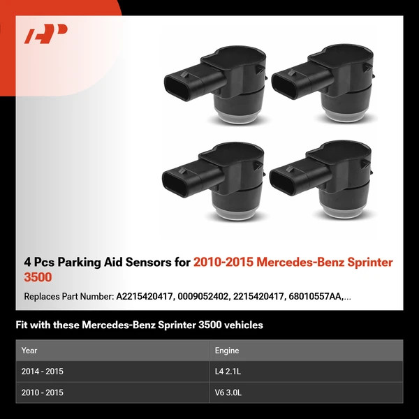 4 Pcs Parking Aid Sensors for 2010-2015 Mercedes-Benz Sprinter 3500