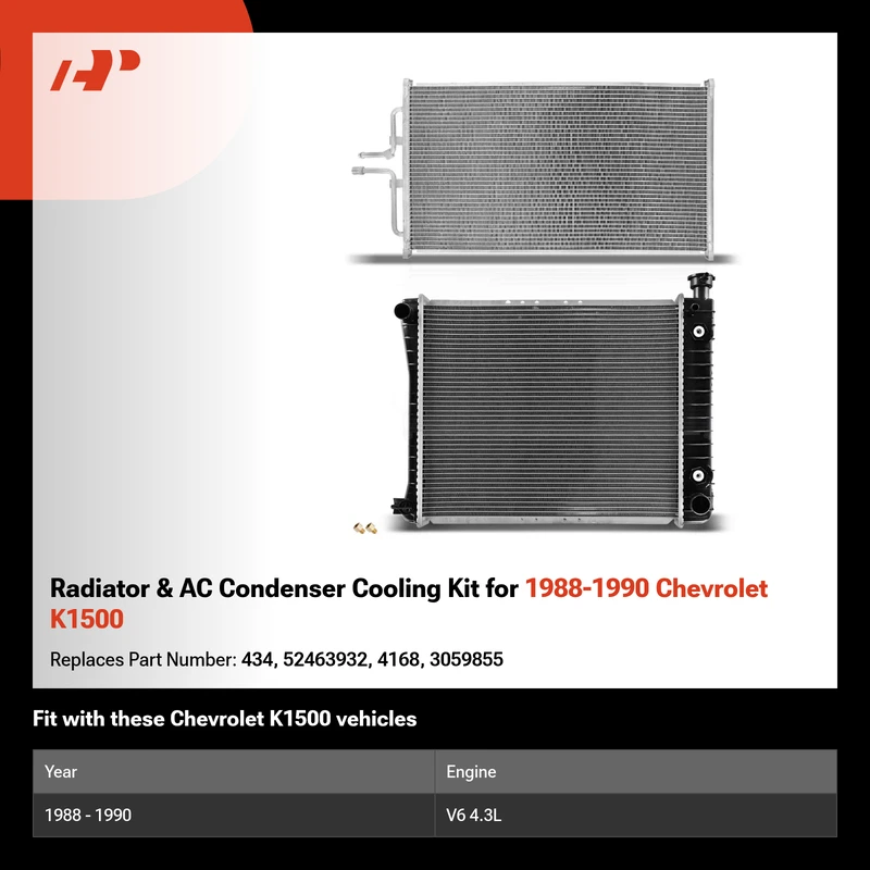 Radiator & AC Condenser Cooling Kit for 1988-1990 Chevrolet K1500