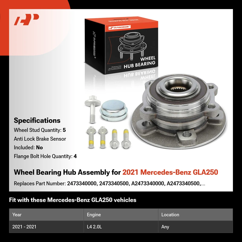 Wheel Bearing Hub Assembly for 2021 Mercedes-Benz GLA250