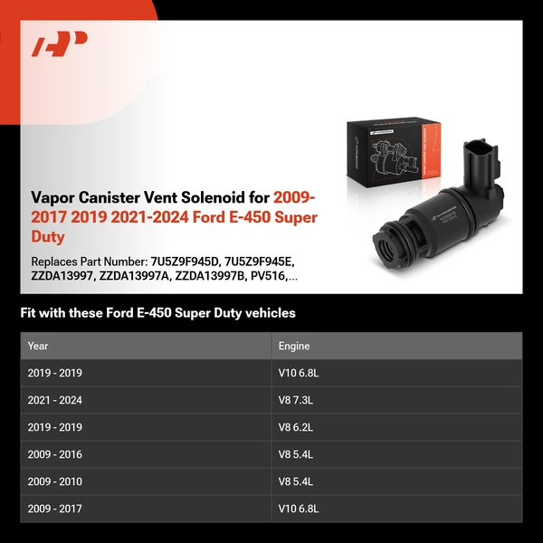 Vapor Canister Vent Solenoid for 2009-2017 2019 2021-2024 Ford E-450 Super Duty