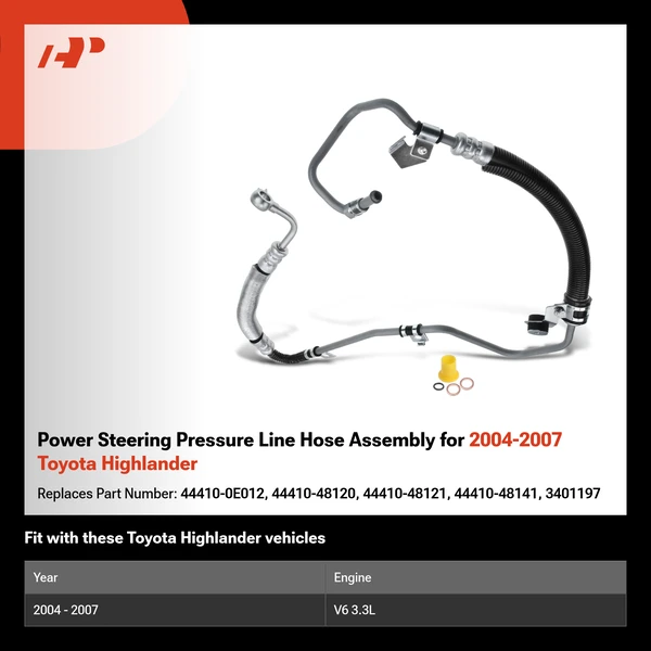 Power Steering Pressure Line Hose Assembly for 2004-2007 Toyota Highlander