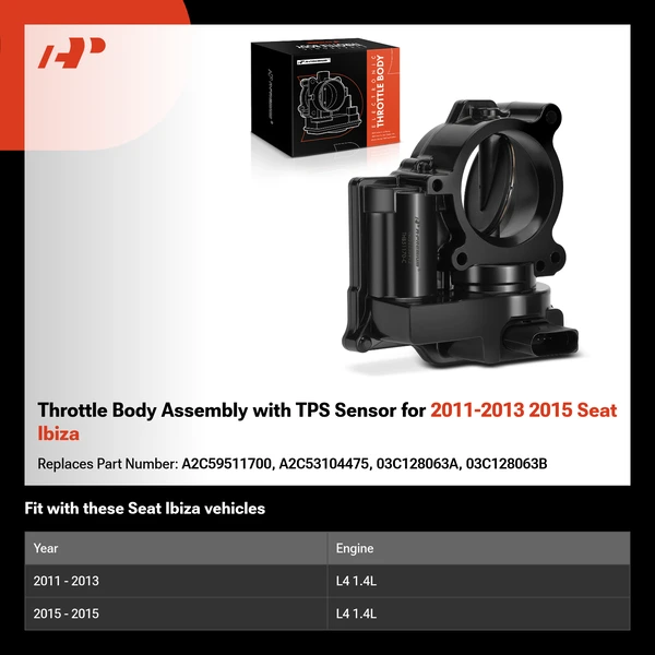 Throttle Body Assembly with TPS Sensor for 2011-2013 2015 Seat Ibiza