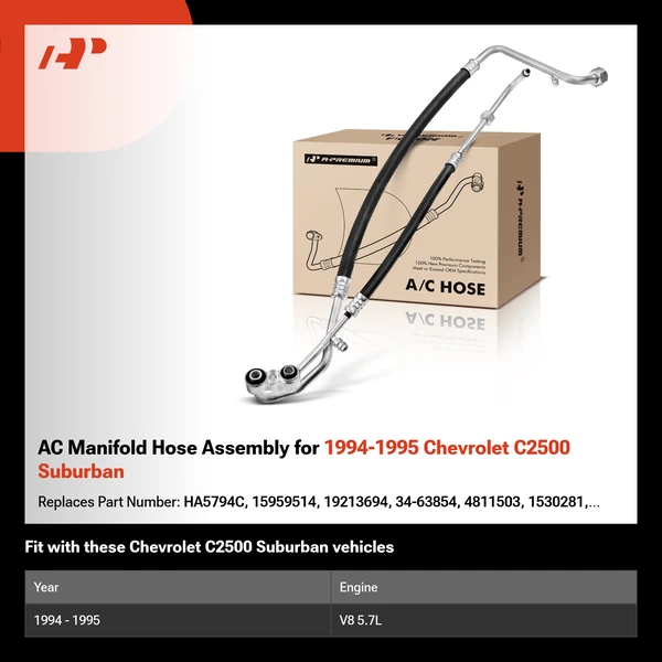AC Manifold Hose Assembly for 1994-1995 Chevrolet C2500 Suburban