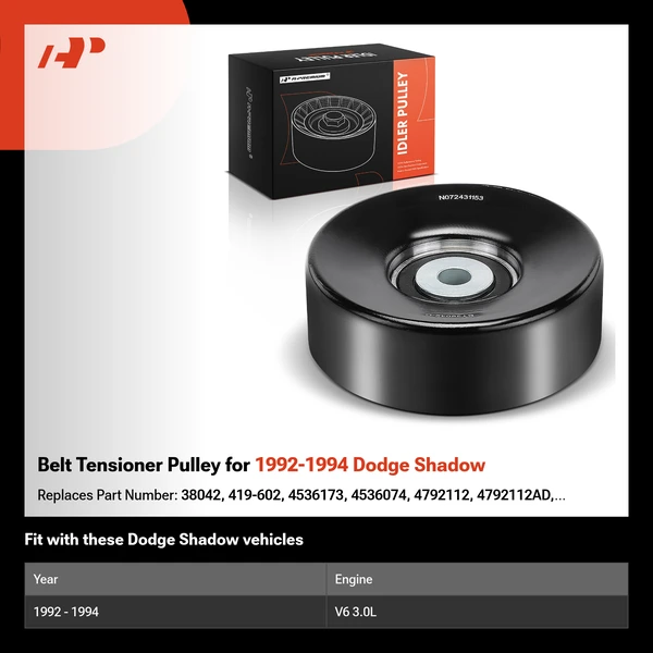 Belt Tensioner Pulley for 1992-1994 Dodge Shadow