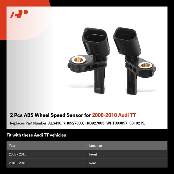 2 Pcs ABS Wheel Speed Sensor for 2008-2010 Audi TT