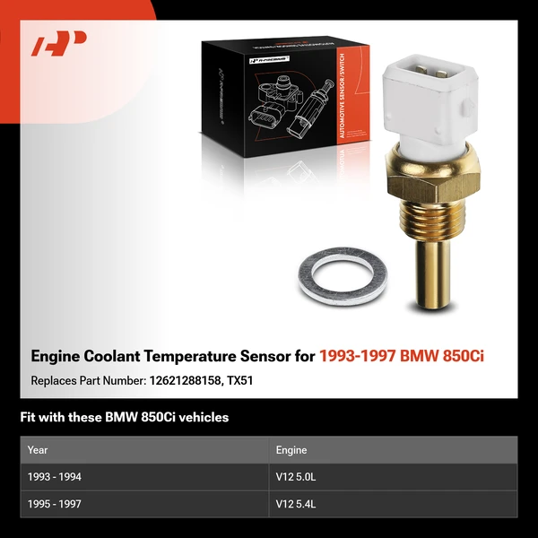 Engine Coolant Temperature Sensor for 1993-1997 BMW 850Ci