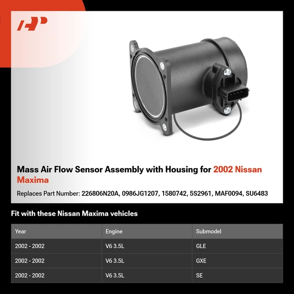 Mass Air Flow Sensor Assembly with Housing for 2002 Nissan Maxima