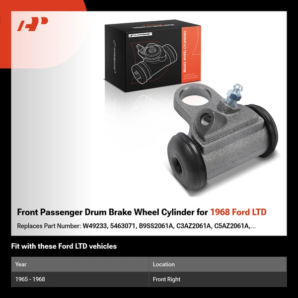 Front Passenger Drum Brake Wheel Cylinder for 1968 Ford LTD