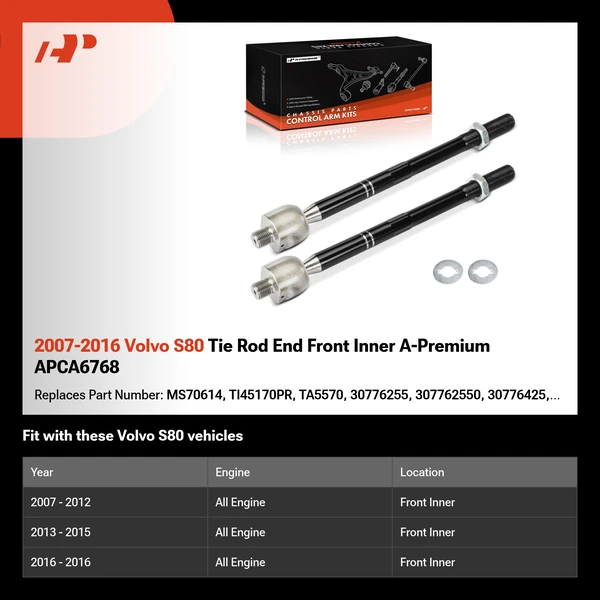 2007-2016 Volvo S80 Tie Rod End Front Inner A-Premium APCA6768