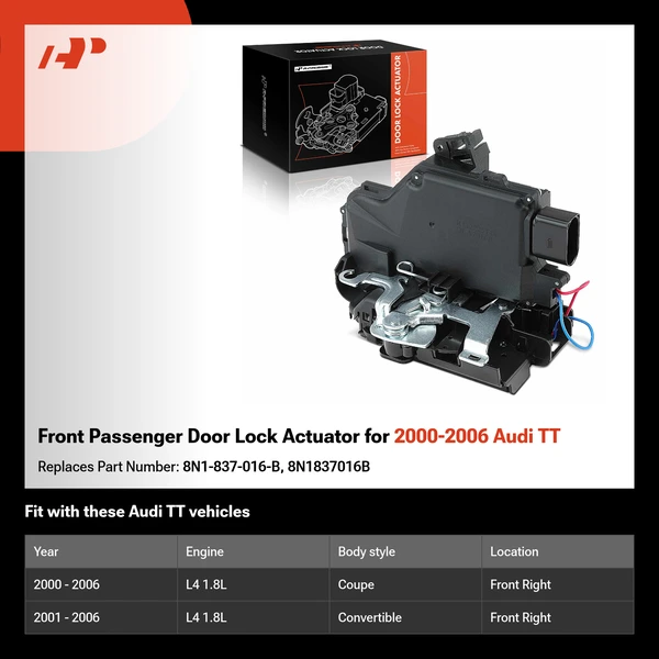 Front Passenger Door Lock Actuator for 2000-2006 Audi TT