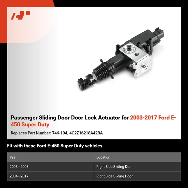Passenger Sliding Door Door Lock Actuator for 2003-2017 Ford E-450 Super Duty