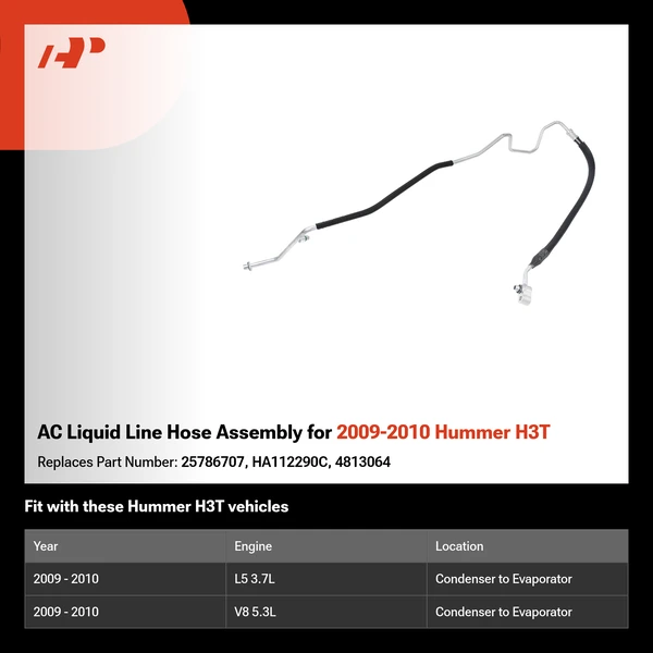 AC Liquid Line Hose Assembly for 2009-2010 Hummer H3T