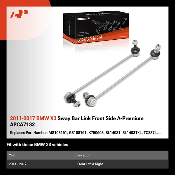 2011-2017 BMW X3 Sway Bar Link Front Side A-Premium APCA7132