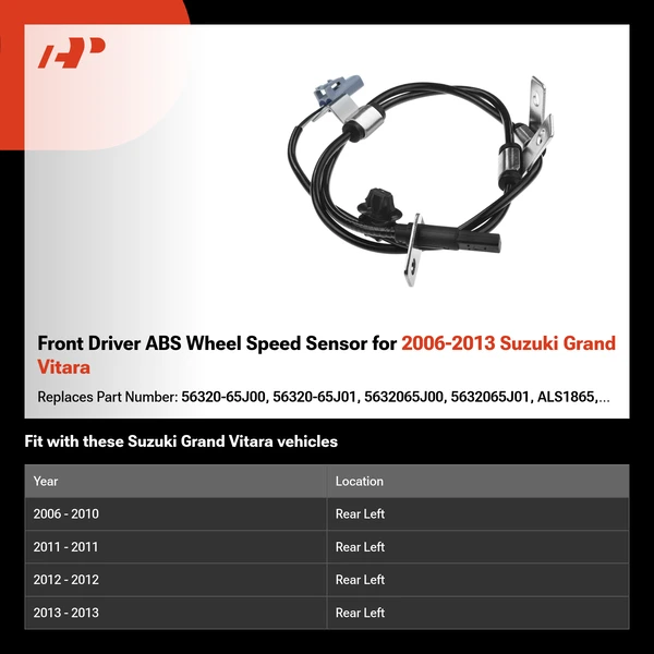 Front Driver ABS Wheel Speed Sensor for 2006-2013 Suzuki Grand Vitara