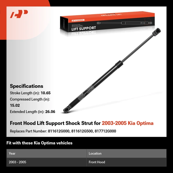 Front Hood Lift Support Shock Strut for 2003-2005 Kia Optima