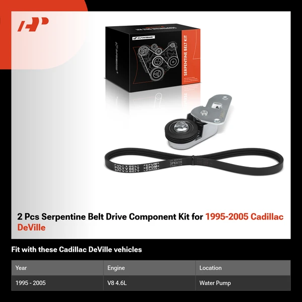 2 Pcs Serpentine Belt Drive Component Kit for 1995-2005 Cadillac DeVille