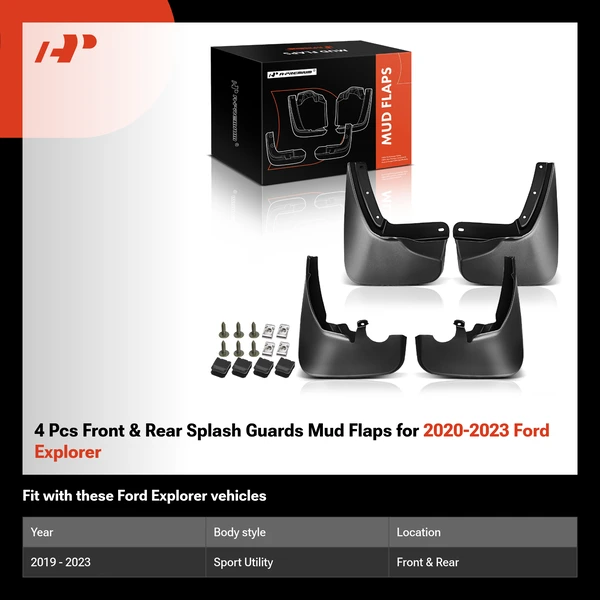 4 Pcs Front & Rear Splash Guards Mud Flaps for 2020-2023 Ford Explorer