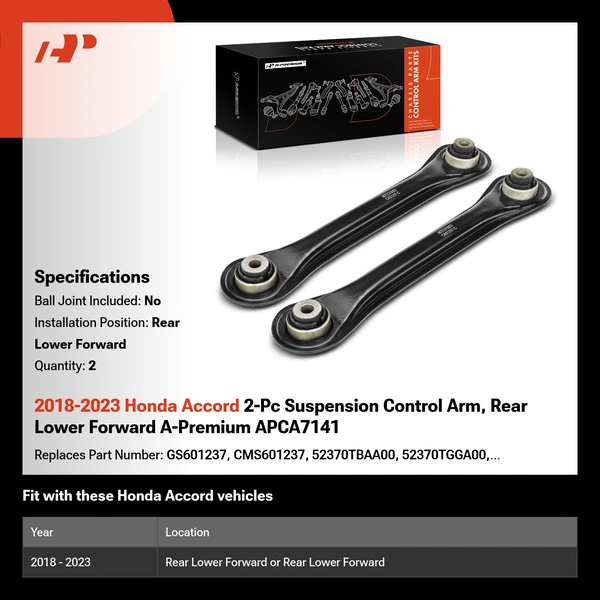 2018-2023 Honda Accord 2-Pc Suspension Control Arm, Rear Lower Forward A-Premium APCA7141