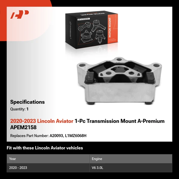2020-2023 Lincoln Aviator 1-Pc Transmission Mount A-Premium APEM2158