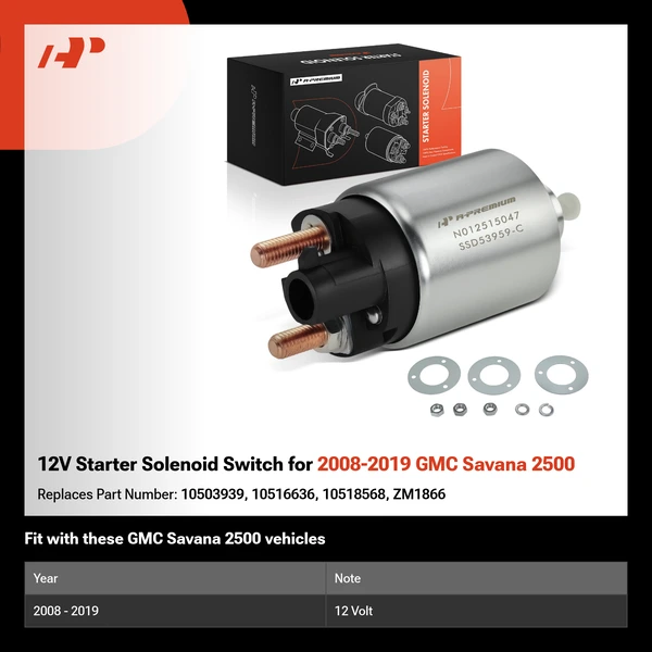12V Starter Solenoid Switch for 2008-2019 GMC Savana 2500