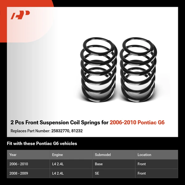 2 Pcs Front Suspension Coil Springs for 2006-2010 Pontiac G6