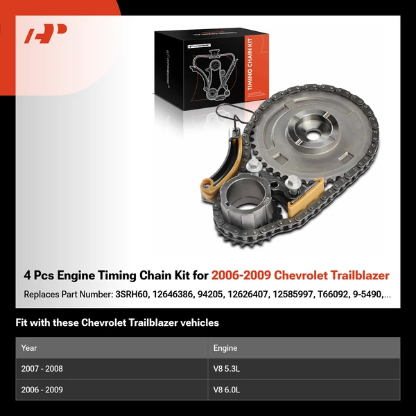 4 Pcs Engine Timing Chain Kit for 2006-2009 Chevrolet Trailblazer