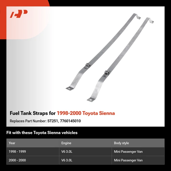Fuel Tank Straps for 1998-2000 Toyota Sienna
