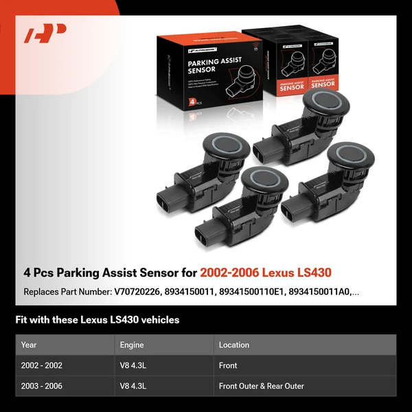 4 Pcs Parking Assist Sensor for 2002-2006 Lexus LS430