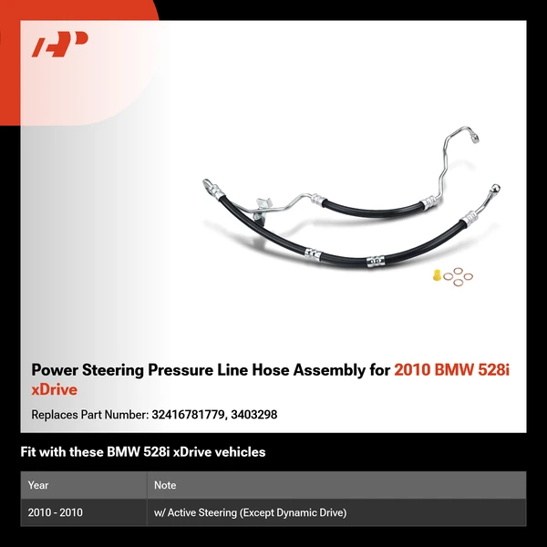 Power Steering Pressure Line Hose Assembly for 2010 BMW 528i xDrive