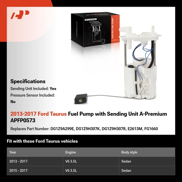 2013-2017 Ford Taurus Fuel Pump with Sending Unit A-Premium APFP0573