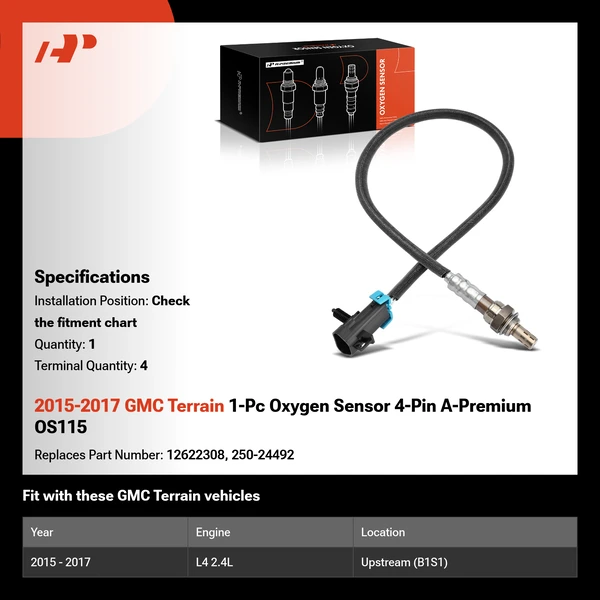 2015-2017 GMC Terrain 1-Pc Oxygen Sensor 4-Pin A-Premium OS115