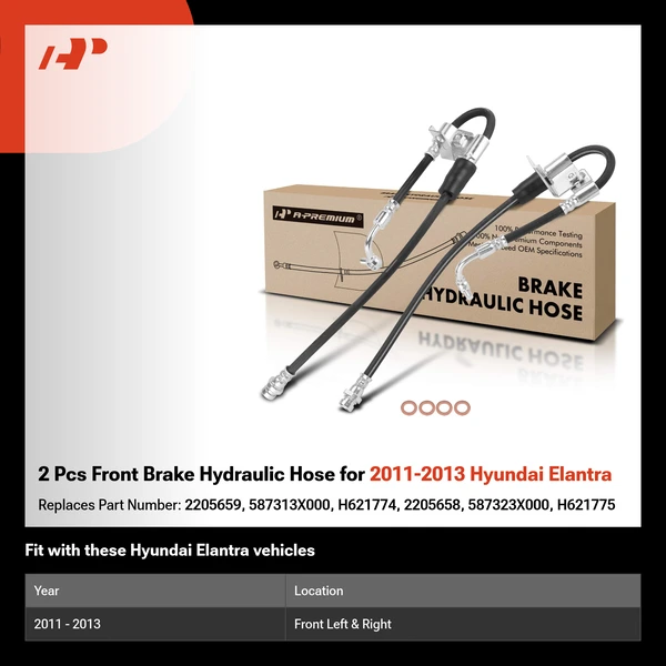 2 Pcs Front Brake Hydraulic Hose for 2011-2013 Hyundai Elantra