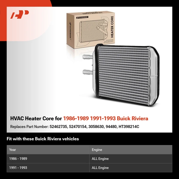HVAC Heater Core for 1986-1989 1991-1993 Buick Riviera