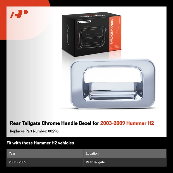 Rear Tailgate Chrome Handle Bezel for 2003-2009 Hummer H2