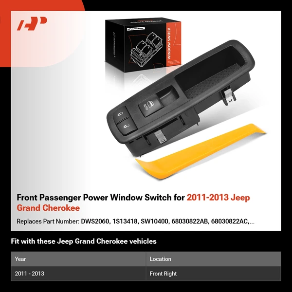 Front Passenger Power Window Switch for 2011-2013 Jeep Grand Cherokee