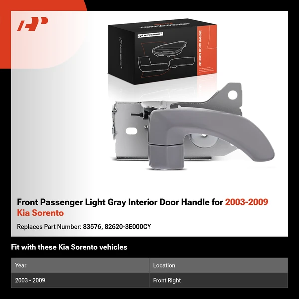 Front Passenger Light Gray Interior Door Handle for 2003-2009 Kia Sorento